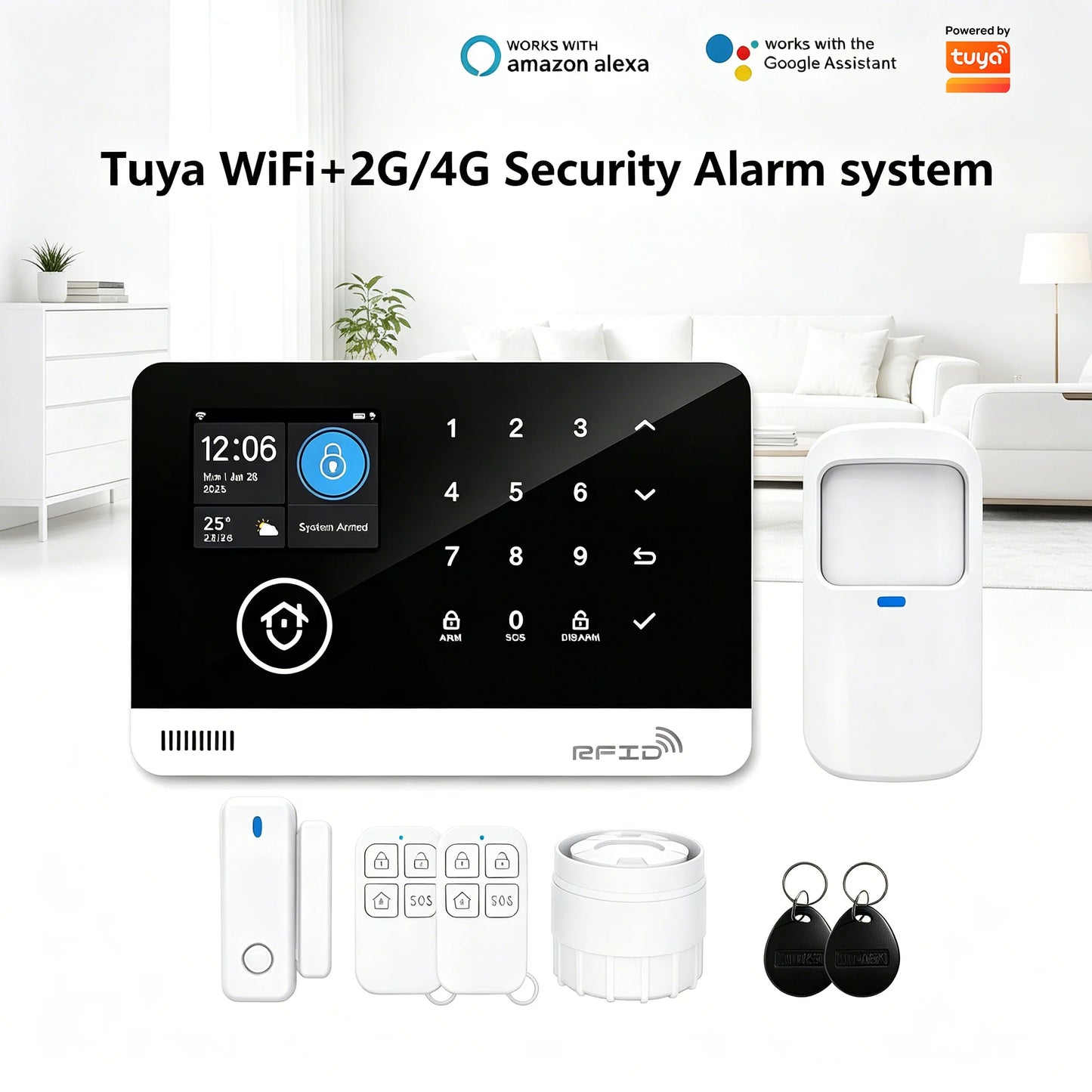 Tugard Smart Home Alarm Kit with WiFi GSM Connection Camera APP Control Door/Window Anti-Theft Sensor