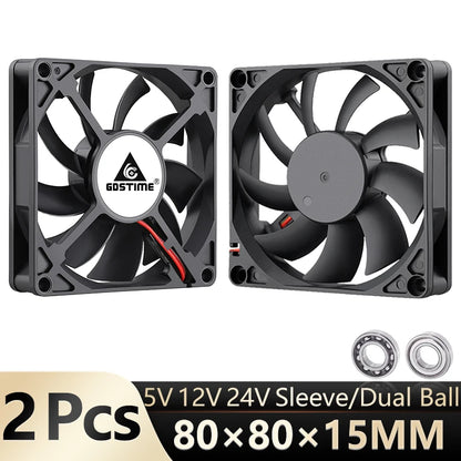 2pcs/lot Gdstime DC 5V 12V 24V 2Pin 3pin USB IDE 4Pin 80mm x 80mm x 15mm 8015 Cooler For PC Computer Case Cooling CPU Silent Fan