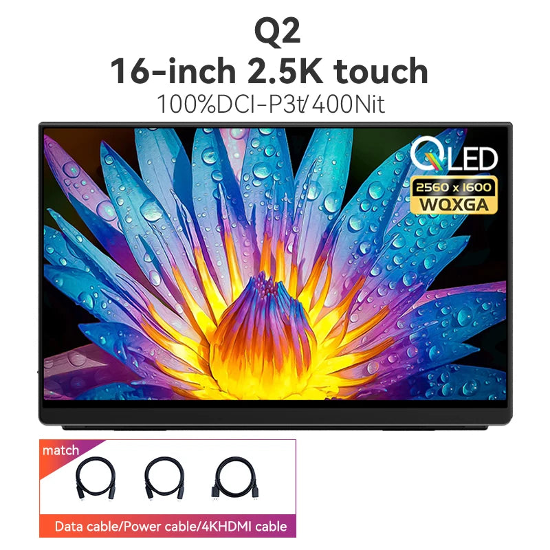 EHOMEWEI Portable Monitor Q Series 16 Inches 16：10 2.5K Dual Monitor Laptop Switch Phone Ps5 External Office Game