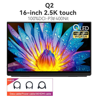 EHOMEWEI Portable Monitor Q Series 16 Inches 16：10 2.5K Dual Monitor Laptop Switch Phone Ps5 External Office Game