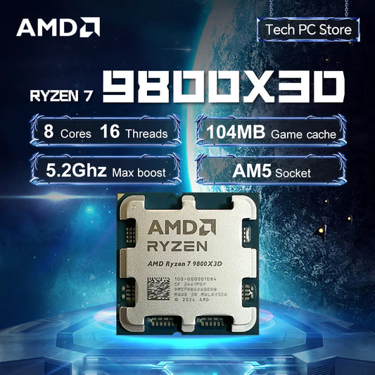 NEW AMD R7 9800X3D L3=96M 4.7GHz 8-Core 16-Thread Processor 120W Ryzen 7 9800X3D 4NM DDR5 Socket AM5 but without fan