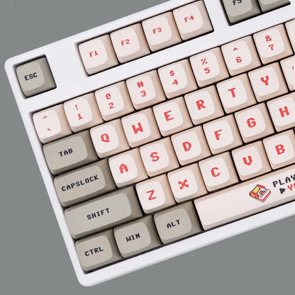 137 Keys Anime Retro Red And White Machine Keycaps Dye Sub PBT XDA Profile for MX Switch DIY Ducky Game Mechanical Keyboard