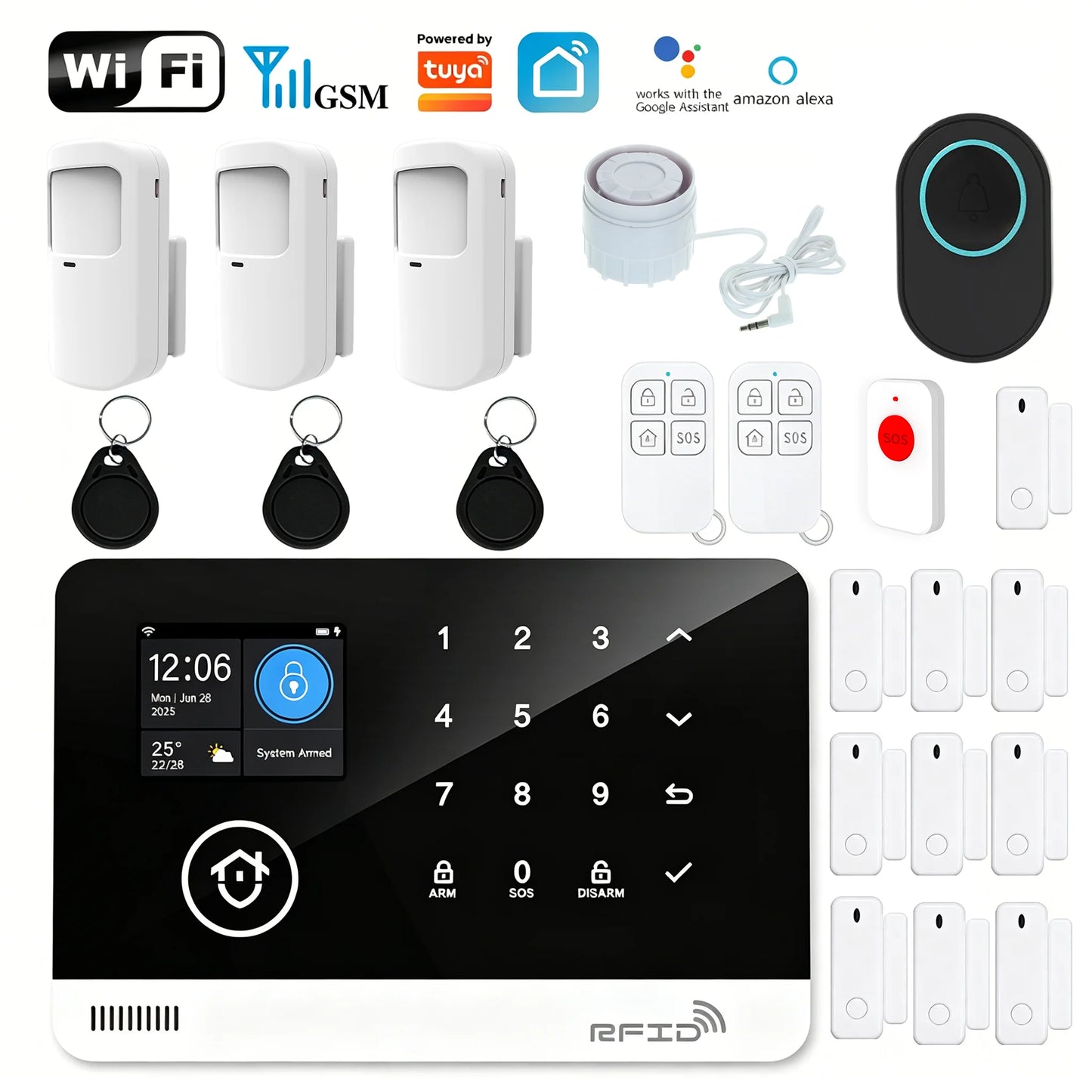 Tugard Smart Home Alarm Kit with WiFi GSM Connection Camera APP Control Door/Window Anti-Theft Sensor