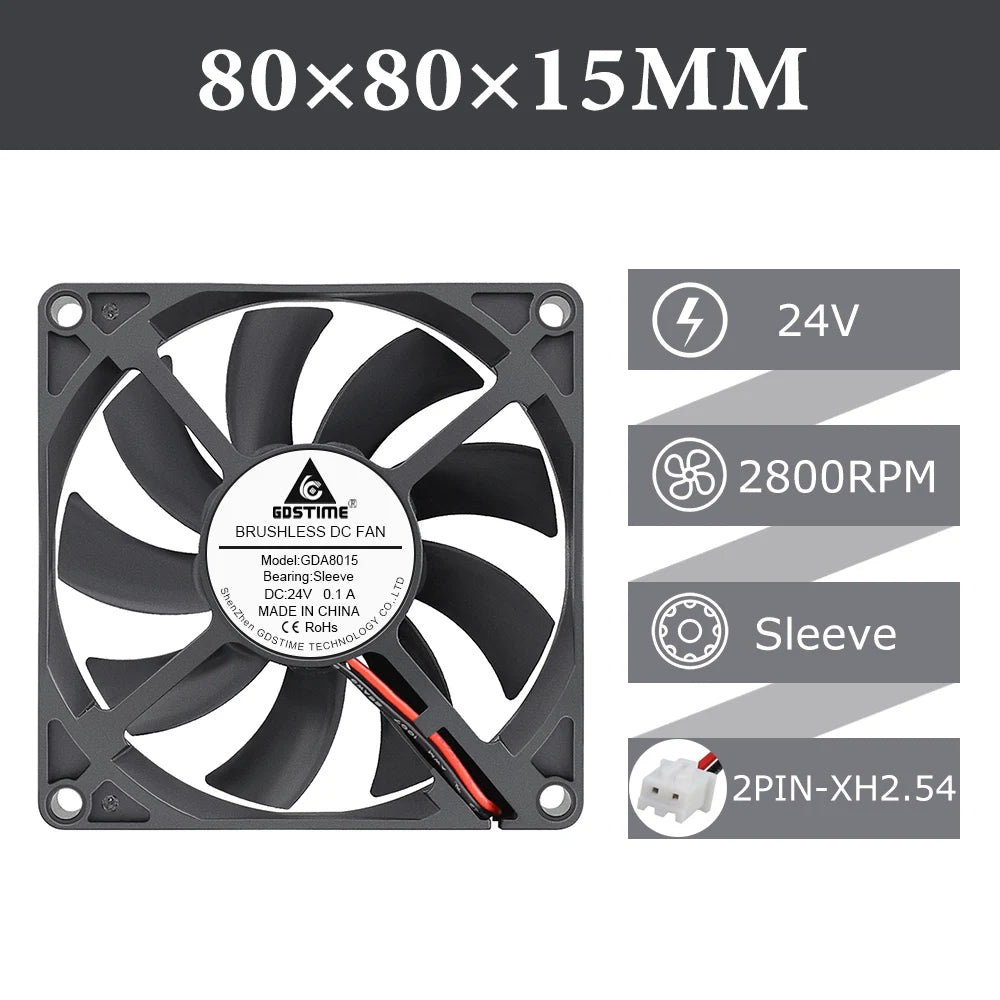 2pcs/lot Gdstime DC 5V 12V 24V 2Pin 3pin USB IDE 4Pin 80mm x 80mm x 15mm 8015 Cooler For PC Computer Case Cooling CPU Silent Fan