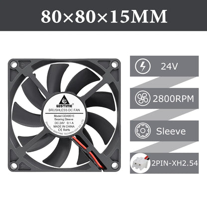 2pcs/lot Gdstime DC 5V 12V 24V 2Pin 3pin USB IDE 4Pin 80mm x 80mm x 15mm 8015 Cooler For PC Computer Case Cooling CPU Silent Fan