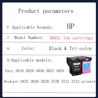 Vilaxh 304XL Ink Cartridge Compatible For HP 304 304 XL Deskjet 2632 2630 2620 3720 3721 Envy 5010 5020 5030 5032 5034 Printer