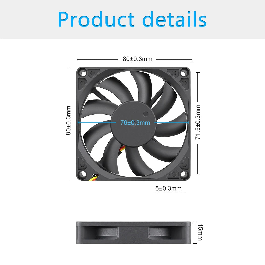 2pcs/lot Gdstime DC 5V 12V 24V 2Pin 3pin USB IDE 4Pin 80mm x 80mm x 15mm 8015 Cooler For PC Computer Case Cooling CPU Silent Fan
