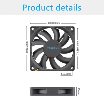 2pcs/lot Gdstime DC 5V 12V 24V 2Pin 3pin USB IDE 4Pin 80mm x 80mm x 15mm 8015 Cooler For PC Computer Case Cooling CPU Silent Fan