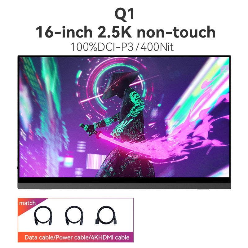 EHOMEWEI Portable Monitor Q Series 16 Inches 16：10 2.5K Dual Monitor Laptop Switch Phone Ps5 External Office Game