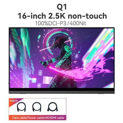 EHOMEWEI Portable Monitor Q Series 16 Inches 16：10 2.5K Dual Monitor Laptop Switch Phone Ps5 External Office Game