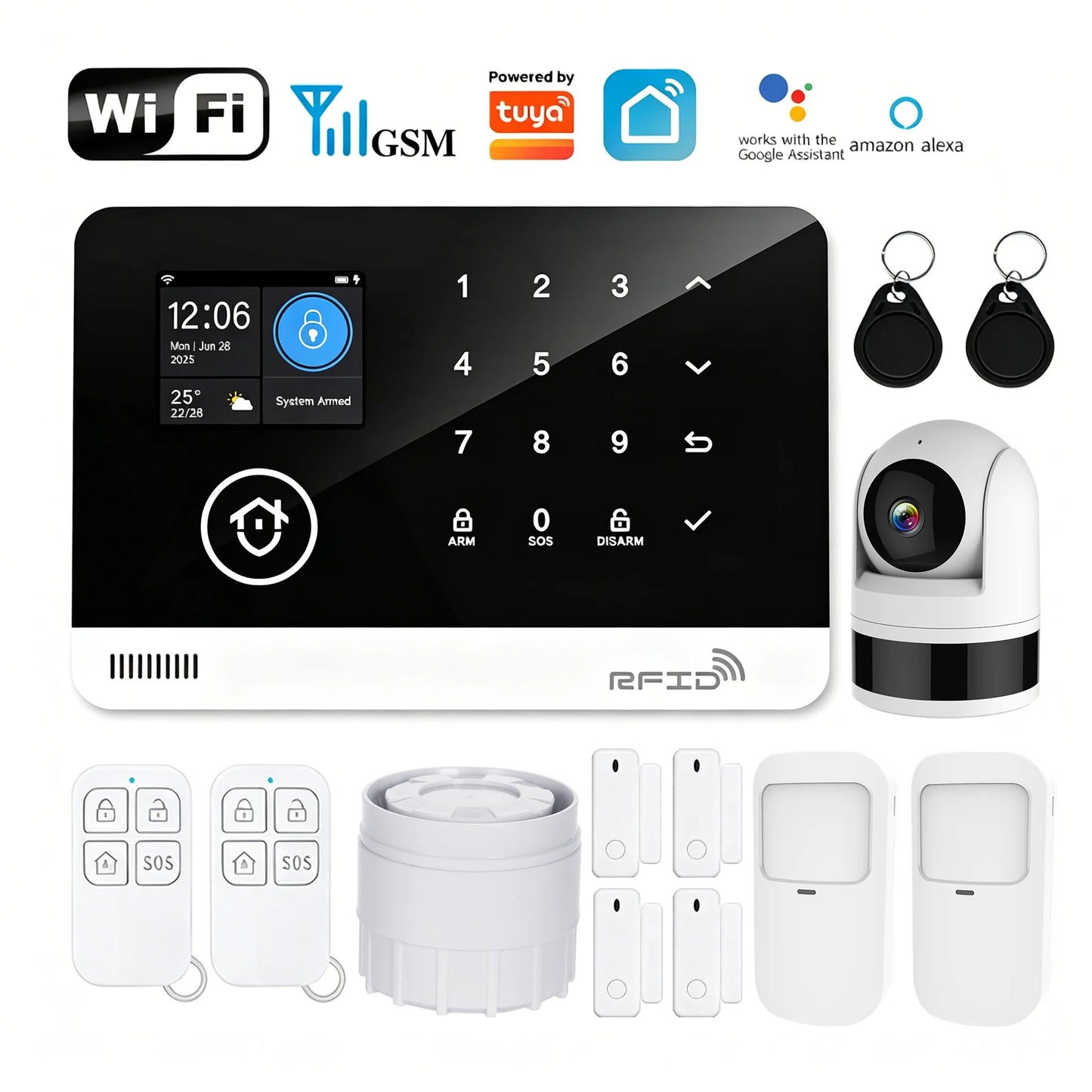 Tugard Smart Home Alarm Kit with WiFi GSM Connection Camera APP Control Door/Window Anti-Theft Sensor