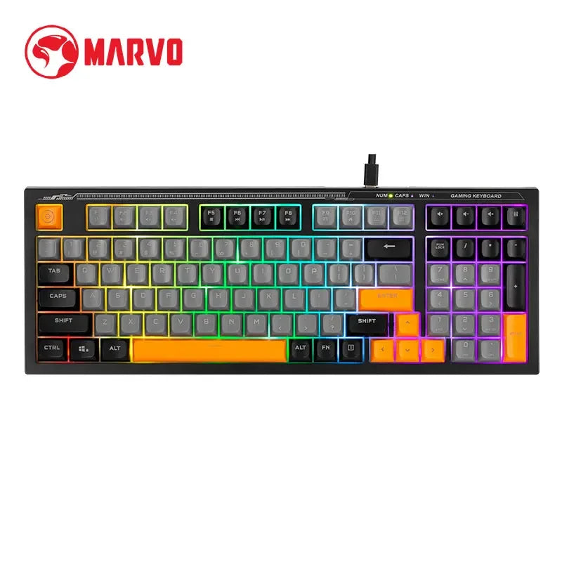 MARVO K638B Soldat S50B Wired Keyboard Mixed Color Backlight With 96% layout Silent Switches 98 Keys Gaming Membrane Keyboards