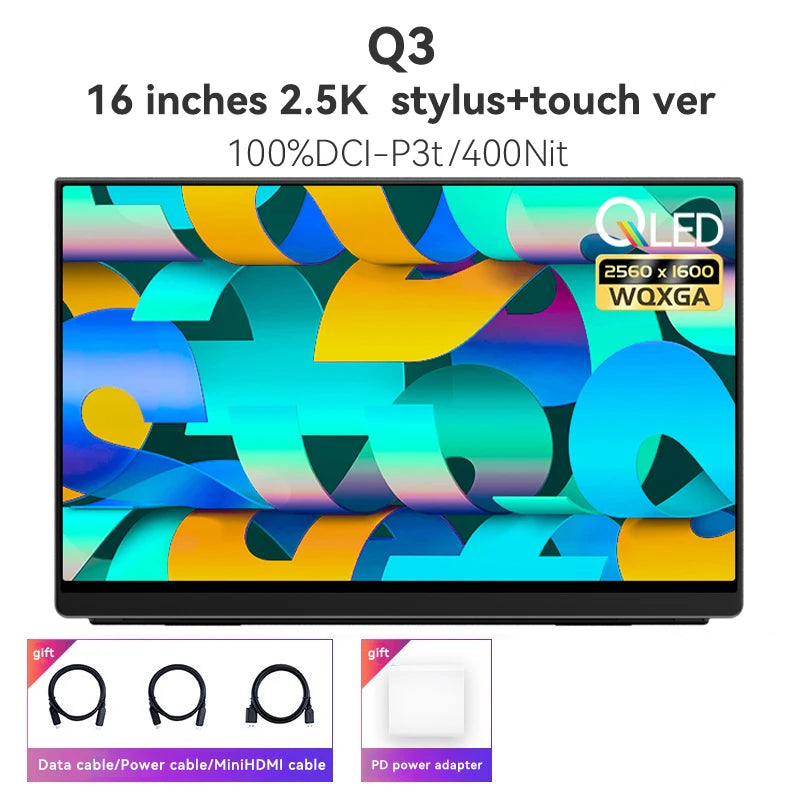 EHOMEWEI Portable Monitor Q Series 16 Inches 16：10 2.5K Dual Monitor Laptop Switch Phone Ps5 External Office Game