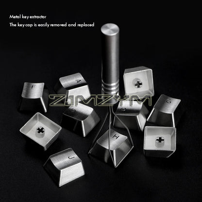 Stainless Steel Full Metal DIY Keycaps for Mechanical Keyboard Gaming Key Arrow Key Light Through Back Lit