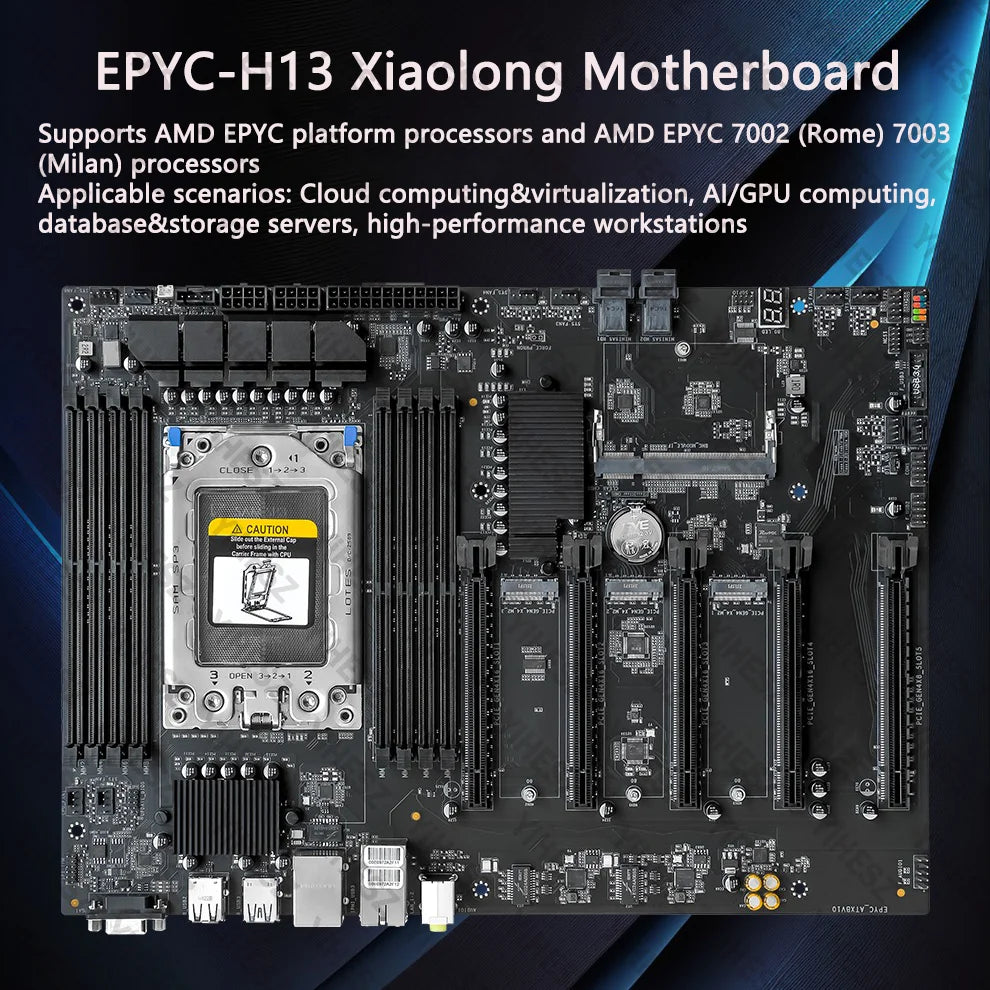 JGINYUE EPYC H13 AMD Motherboard With BMC Module Support AMD EPYC 7002/7003 Series CPU 8*DDR4 2TB Memory IPMI DUAL 2.5G Network