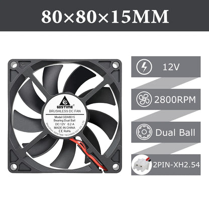 2pcs/lot Gdstime DC 5V 12V 24V 2Pin 3pin USB IDE 4Pin 80mm x 80mm x 15mm 8015 Cooler For PC Computer Case Cooling CPU Silent Fan