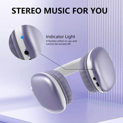 Bluetooth Headphones Over Ear Wireless Headset HiFi Music Gaming Comfortable Mic for iPhone Android PC Travel Sports Gift Purple