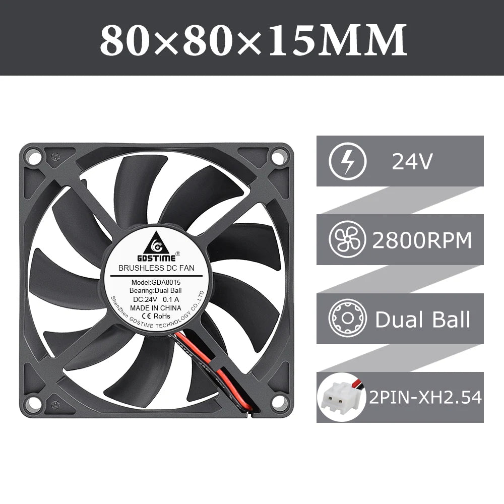 2pcs/lot Gdstime DC 5V 12V 24V 2Pin 3pin USB IDE 4Pin 80mm x 80mm x 15mm 8015 Cooler For PC Computer Case Cooling CPU Silent Fan