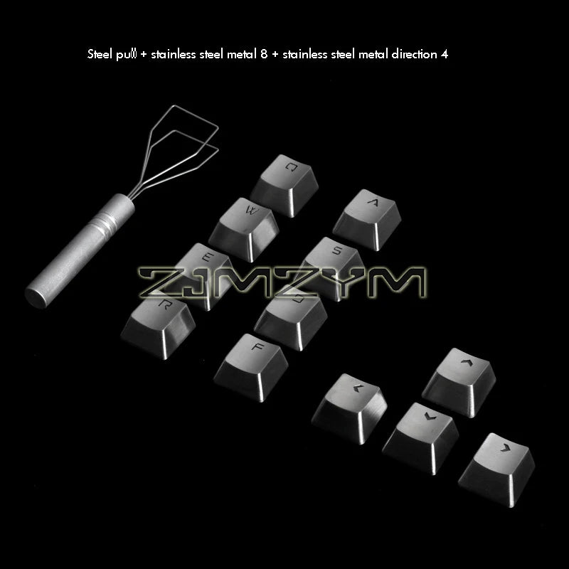 Stainless Steel Full Metal DIY Keycaps for Mechanical Keyboard Gaming Key Arrow Key Light Through Back Lit