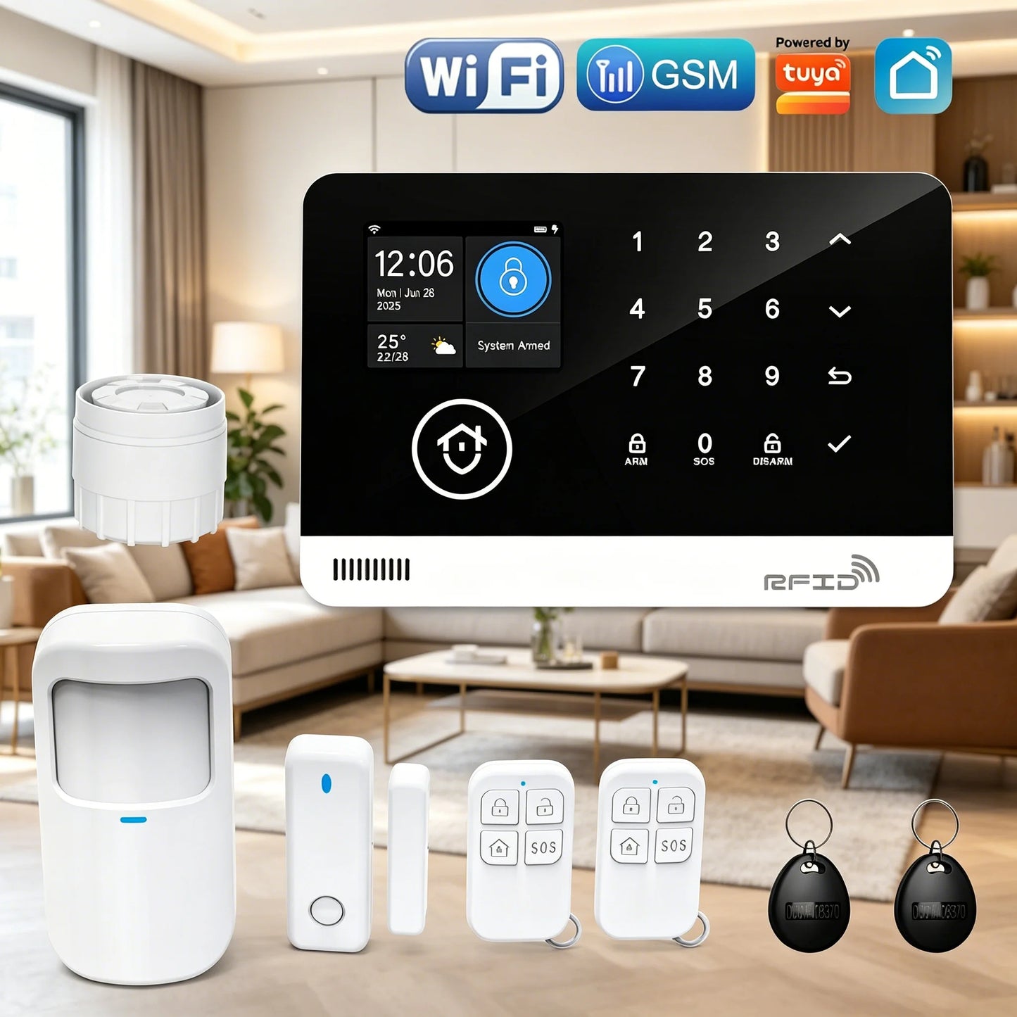 Tugard Smart Home Alarm Kit with WiFi GSM Connection Camera APP Control Door/Window Anti-Theft Sensor