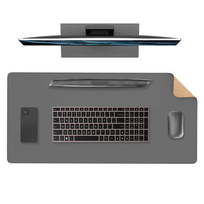 Dual Sided Desk Mat,Leather Desk Pad,Black Cork Desk Mat Protector,Large Mouse Pad,Desk Writing Pad for Office and Home
